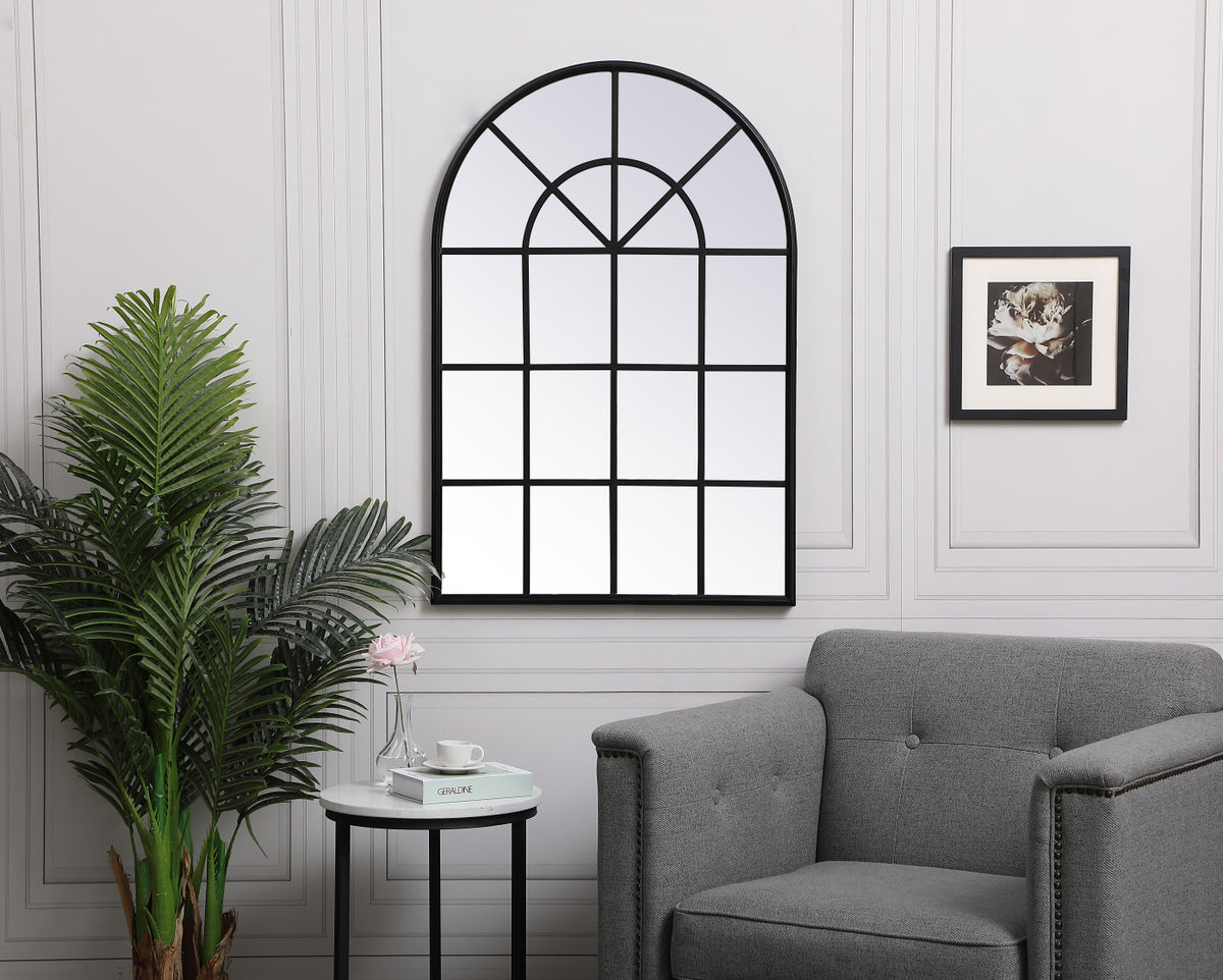 Metal windowpane mirror 28 inch x 41 inch in in Black