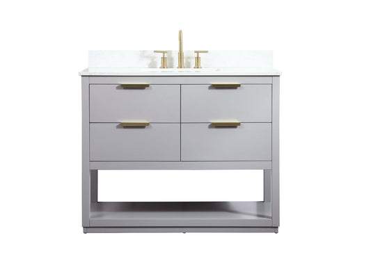 42 inch Single bathroom vanity in grey with backsplash