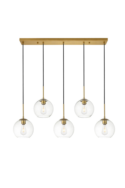 Baxter 5 Lights Brass Pendant With Clear Glass