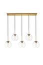 Baxter 5 Lights Brass Pendant With Clear Glass
