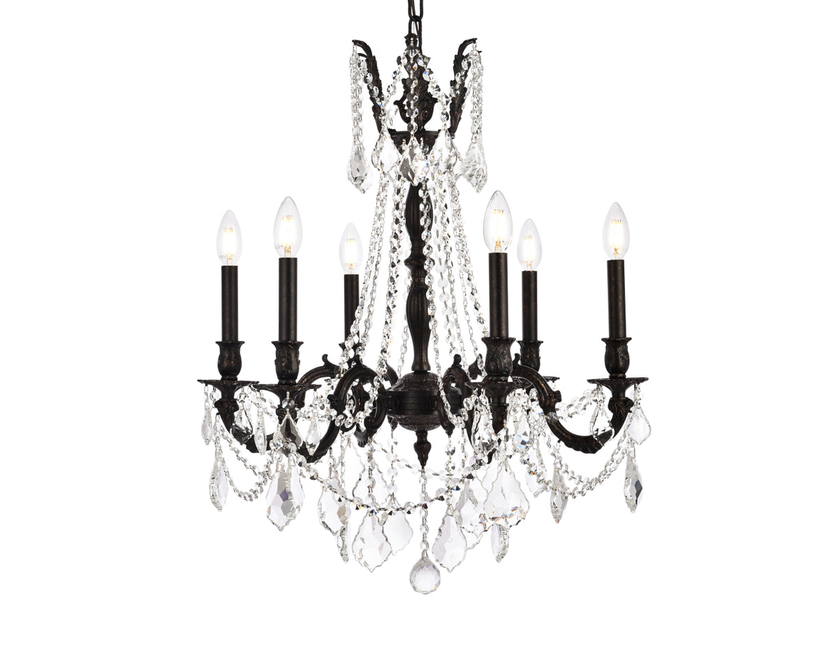Rosalia 6 light Dark Bronze Chandelier Clear Royal Cut Crystal