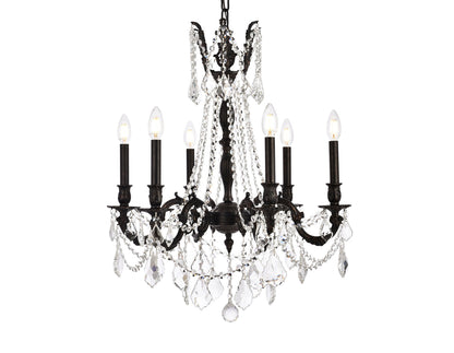 Rosalia 6 light Dark Bronze Chandelier Clear Royal Cut Crystal