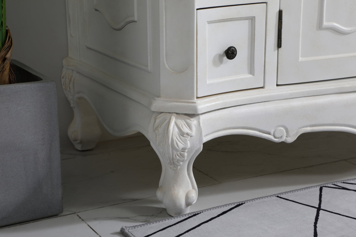 42 inch Single Bathroom vanity in Antique White with ivory white engineered marble