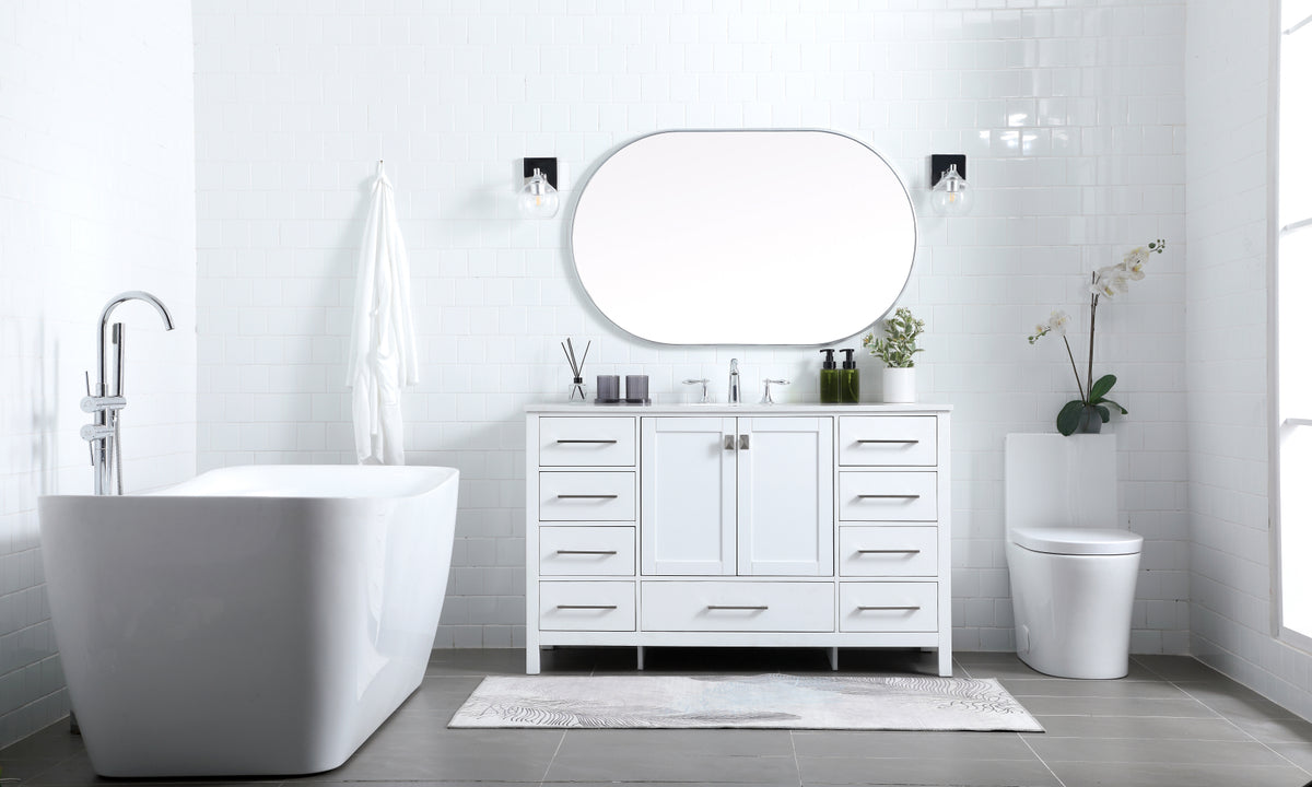 54 Inch SIngle Bathroom Vanity In White
