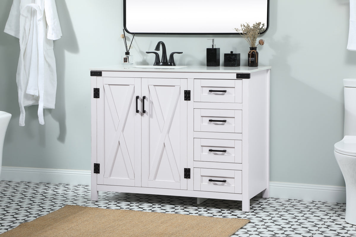 42 inch Single bathroom vanity in white