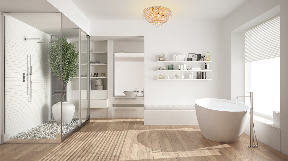 Century 6 light Gold Flush Mount Clear Royal Cut Crystal