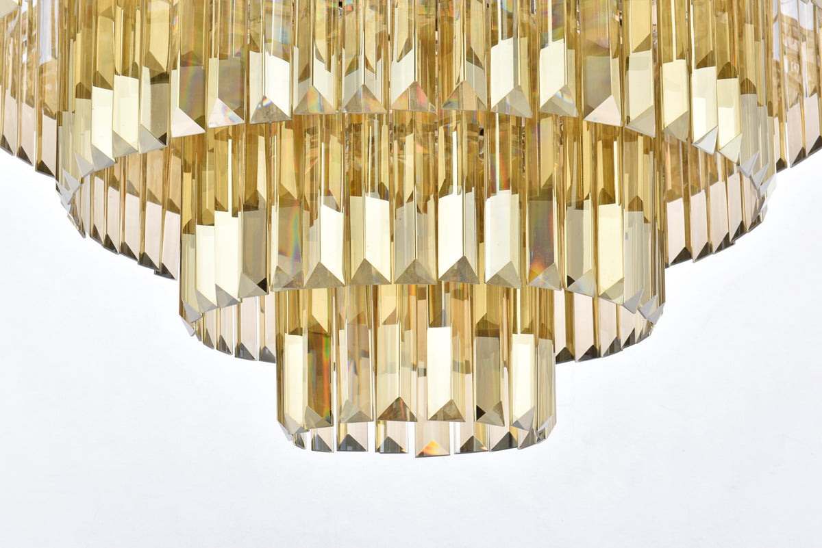 Sydney 33 light polished nickel Chandelier Golden Teak (Smoky) Royal Cut Crystal