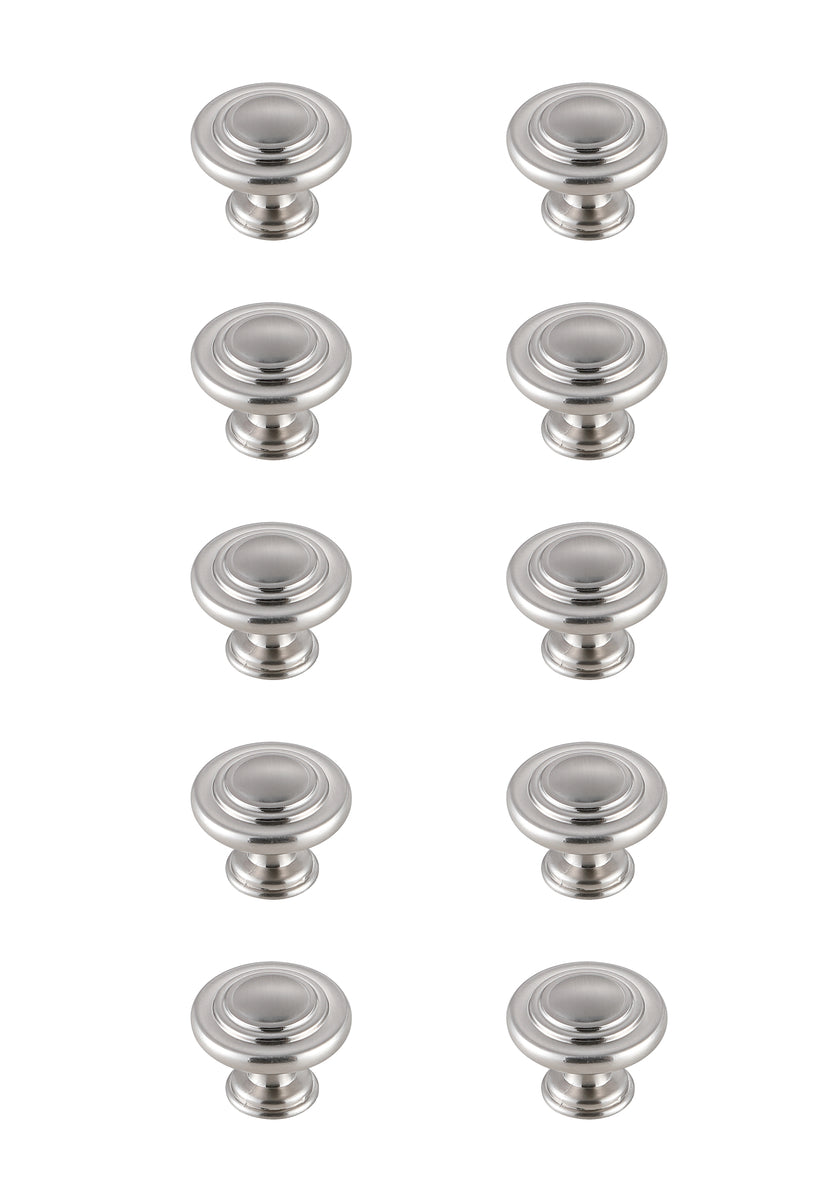 Minu 1.3" Diameter Brushed Nickel Mushroom Knob Multipack (Set of 10)
