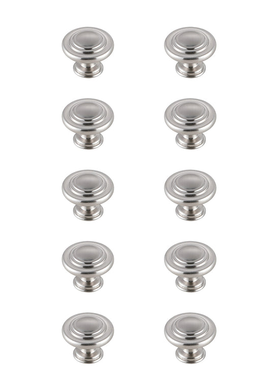 Minu 1.3" Diameter Brushed Nickel Mushroom Knob Multipack (Set of 10)