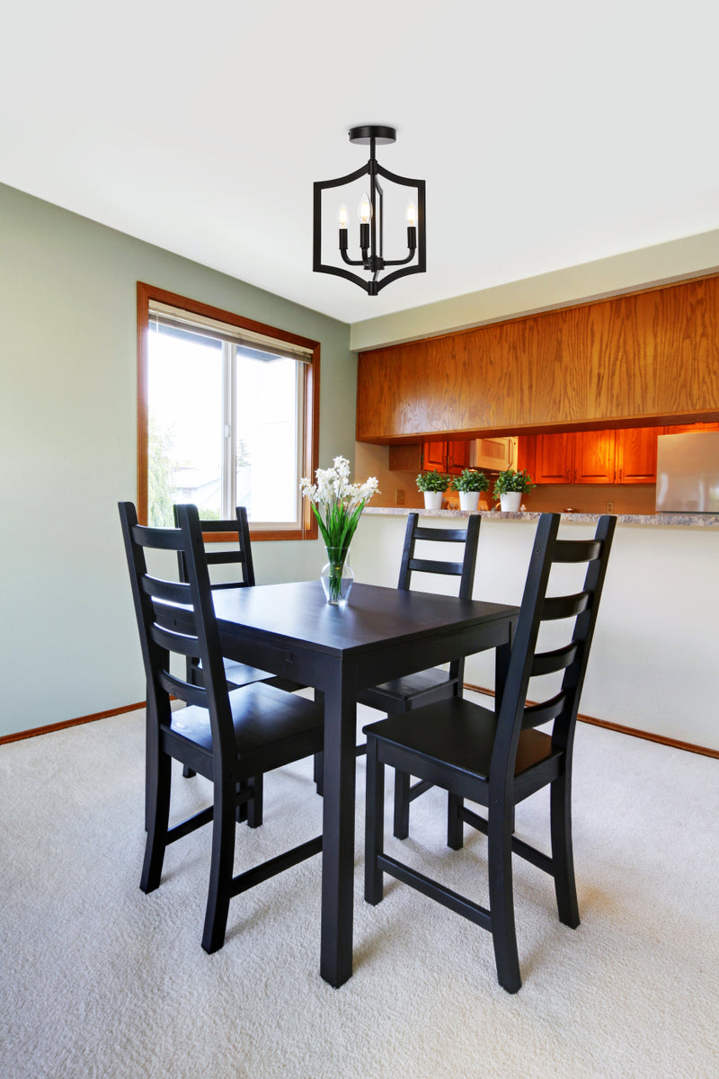 Kiera 3 lights flush mount in black