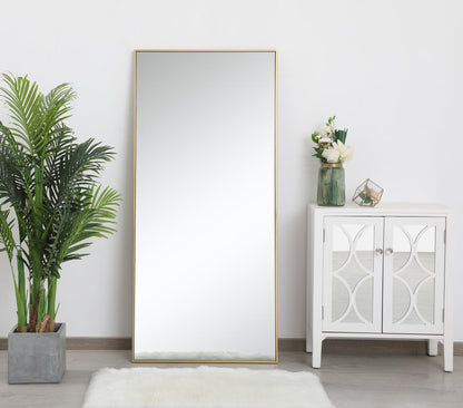 Metal frame rectangle mirror 30 inch in Brass