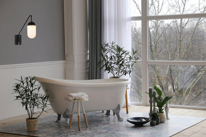 Kace 1 light Black and frosted white glass wall sconce