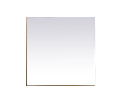 Metal Frame Square Mirror 48 inch in Brass
