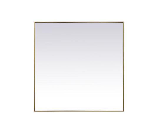 Metal Frame Square Mirror 48 inch in Brass