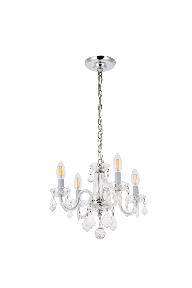 Rococo 4 light Chrome Pendant Clear Royal Cut Crystal
