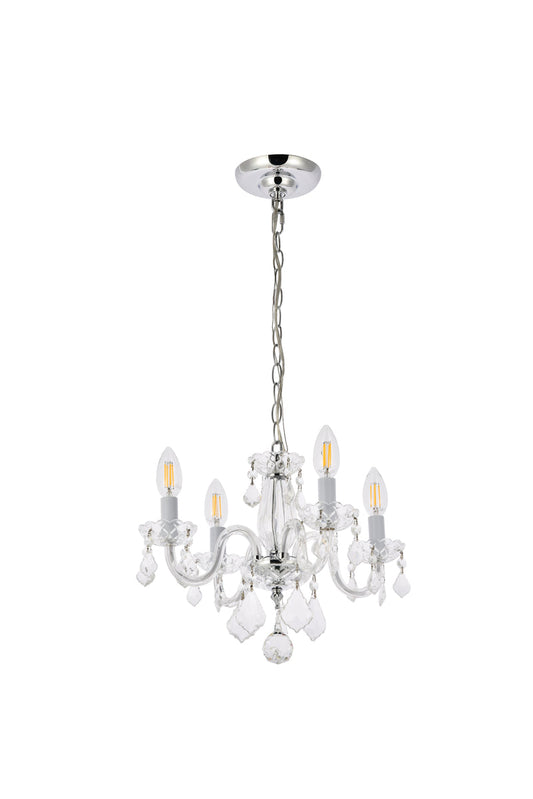Rococo 4 light Chrome Pendant Clear Royal Cut Crystal