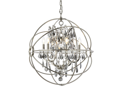 Geneva 6 light polished nickel Chandelier Silver Shade (Grey) Royal Cut crystal