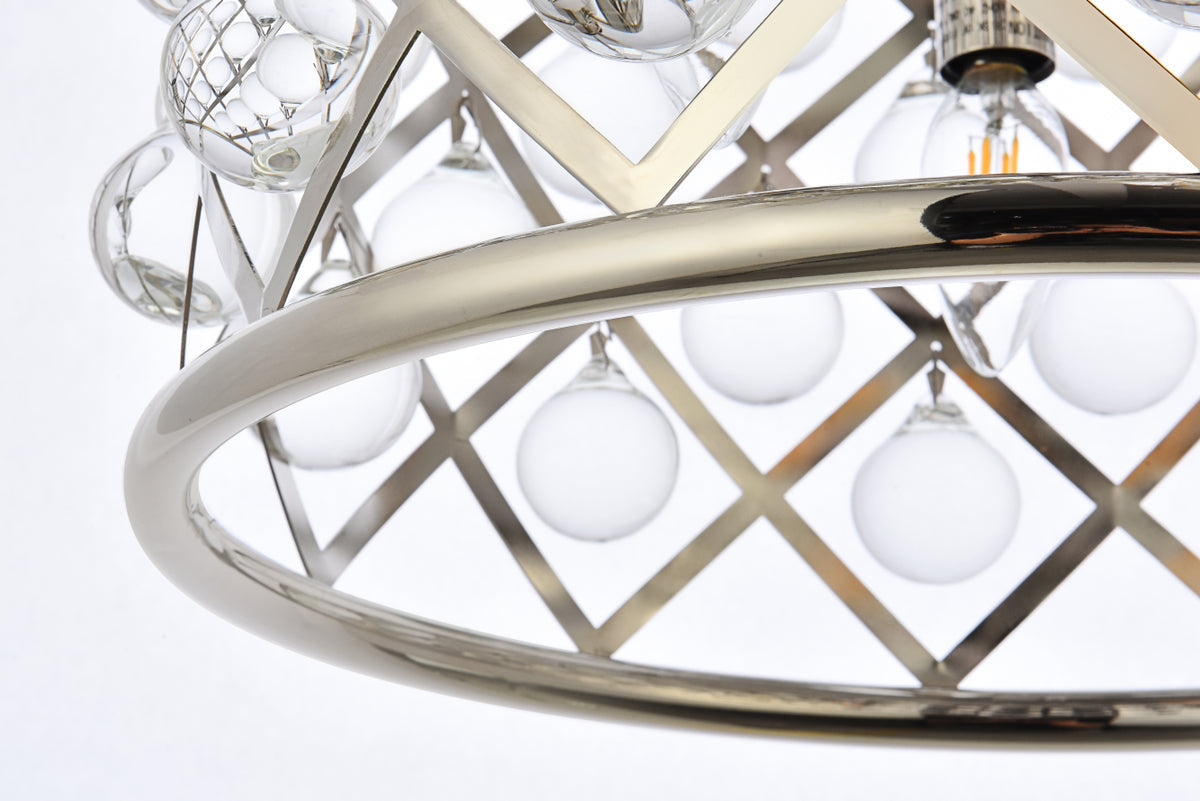 Madison 3 light polished nickel Pendant Clear Royal Cut Crystal