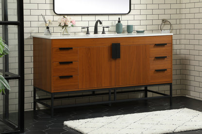 60 inch Single bathroom vanity in teak