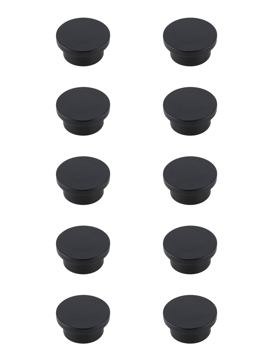 Trovon 1.6" Diameter Matte Black Oversize Round Knob Multipack (Set of 10)