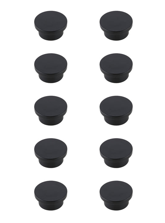 Trovon 1.6" Diameter Matte Black Oversize Round Knob Multipack (Set of 10)