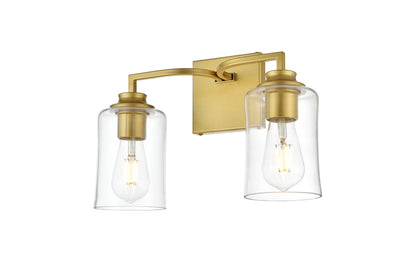 Ronnie 2 light Brass and Clear Bath Sconce