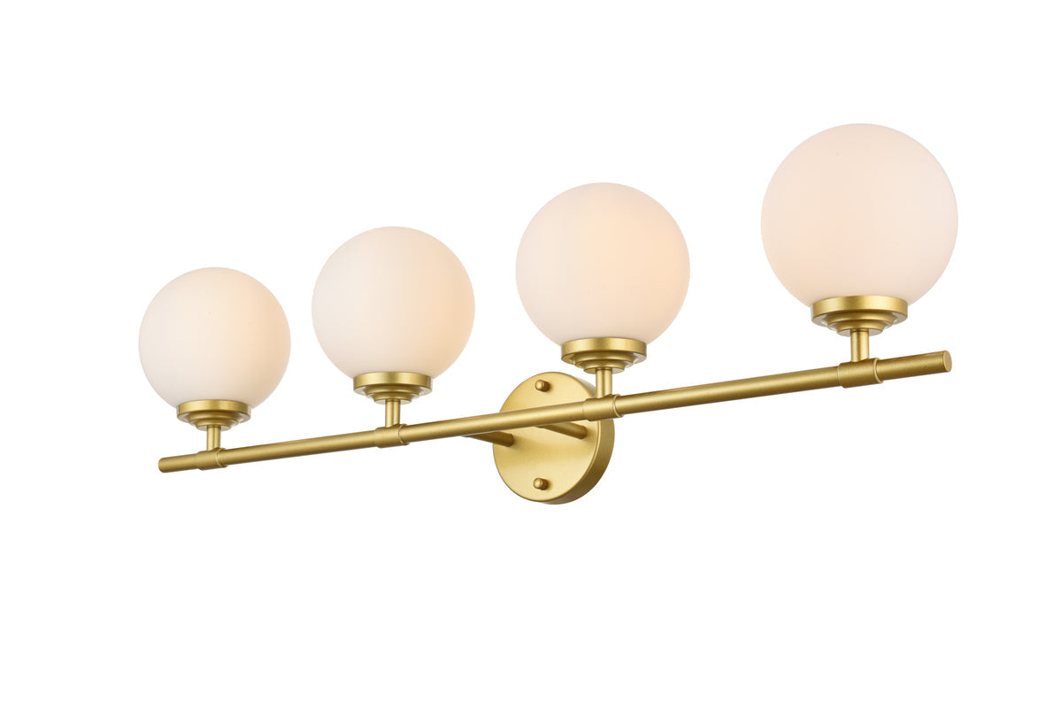 Ansley 4 light Brass and frosted white Bath Sconce