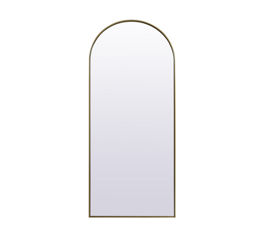 Metal Frame Arch Full Length Mirror 32x76 Inch in Brass