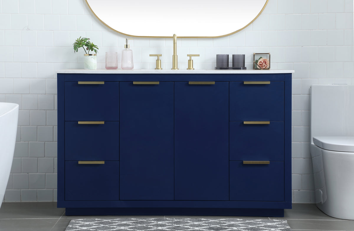 54 Inch SIngle Bathroom Vanity In Blue