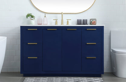 54 Inch SIngle Bathroom Vanity In Blue