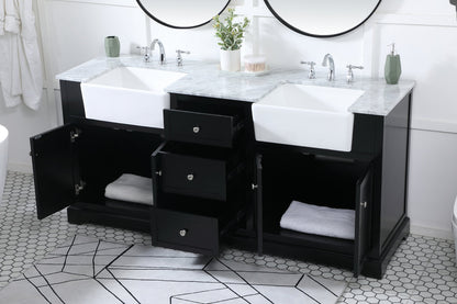 72 inch double bathroom vanity in black