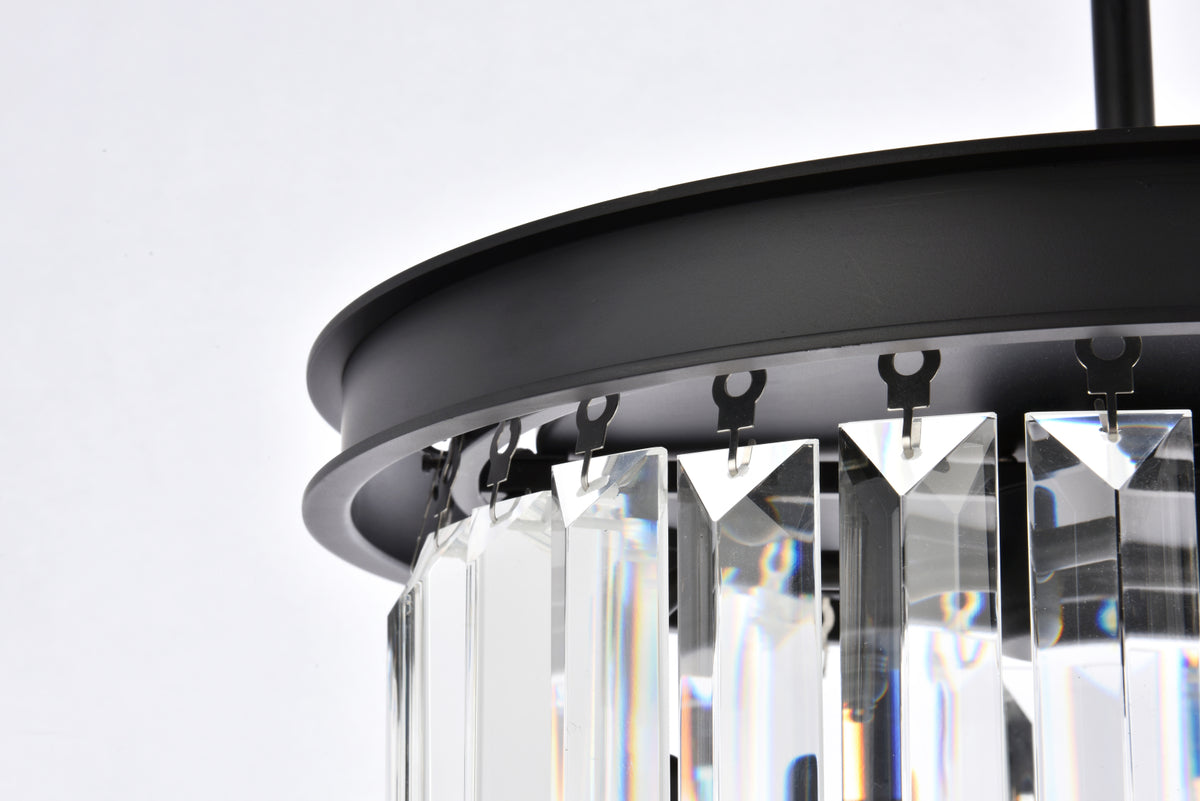 Sydney 3 light Matte Black Pendant Clear Royal Cut Crystal