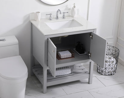 30 inch Single Bathroom Vanity in Gray with Backsplash