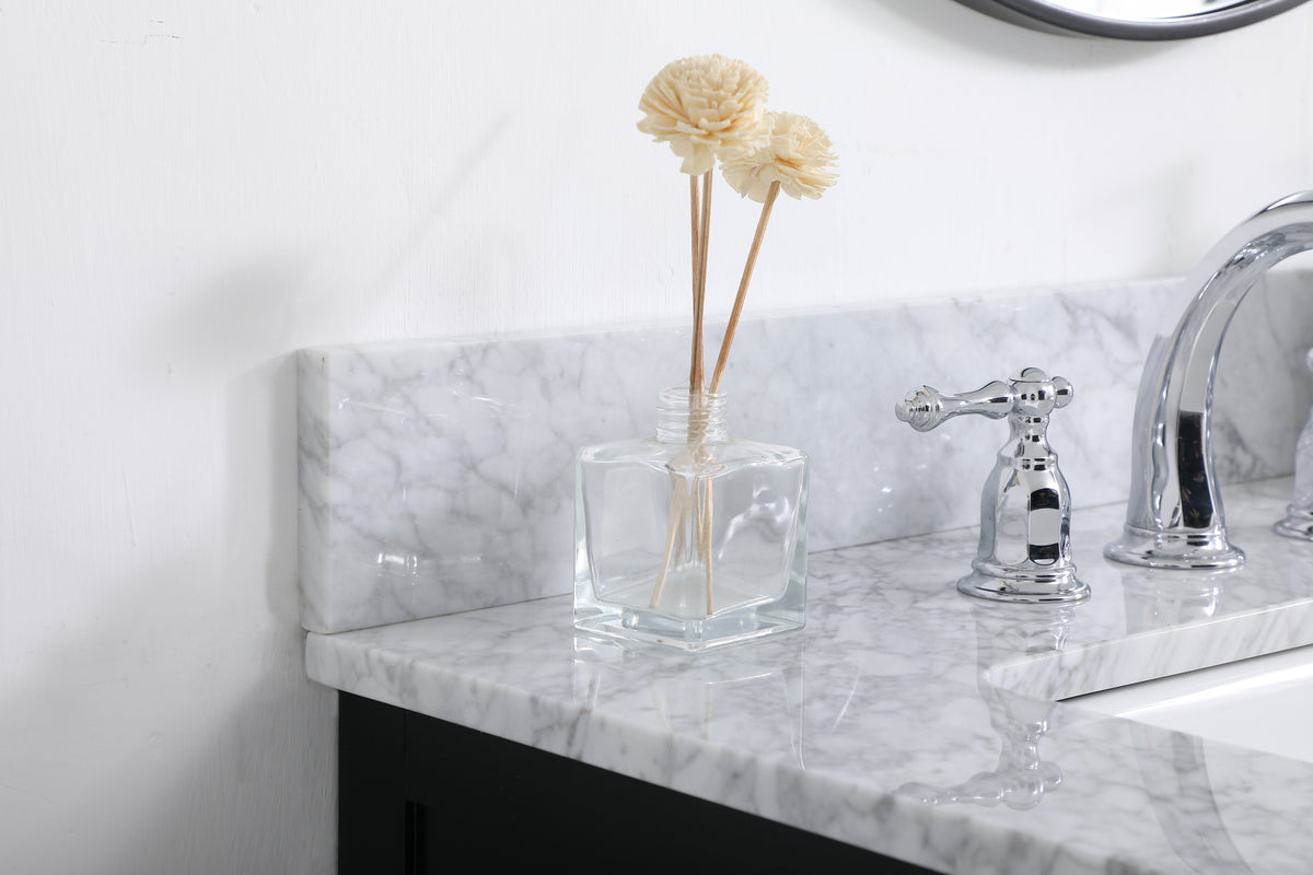 36 inch Single bathroom vanity in black with backsplash