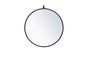 Metal frame round mirror with decorative hook 21 inch in Black