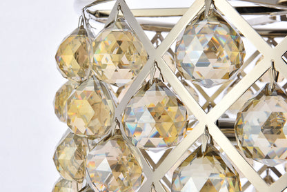 Madison 6 light polished nickel Pendant Golden Teak (Smoky) Royal Cut Crystal