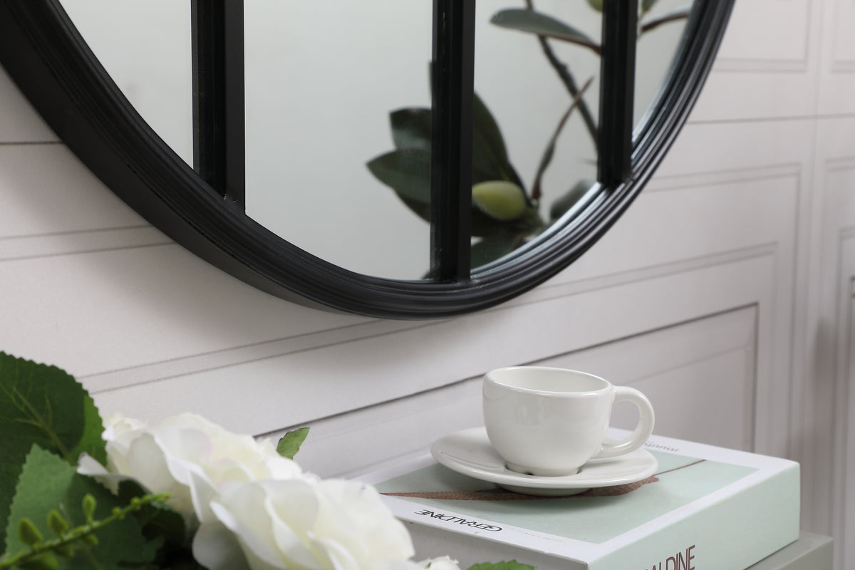 Metal windowpane mirror 28 inch x 28 inch in Black