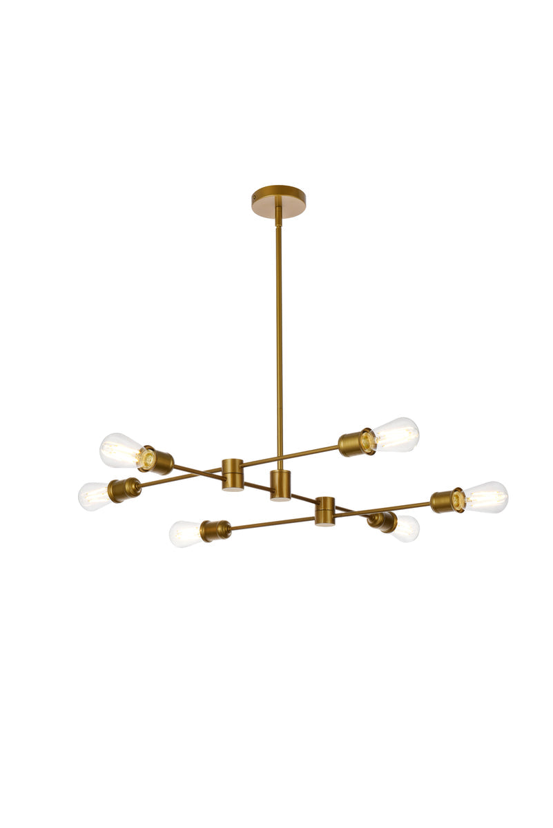 Xavier 6 lights pendant in brass