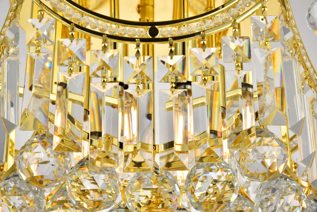 Corona 6 light Gold Flush Mount Clear Royal Cut Crystal