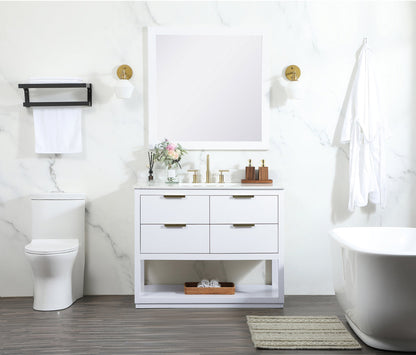42 inch Single bathroom vanity in white with backsplash