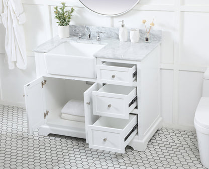 42 inch Single bathroom vanity in white with backsplash