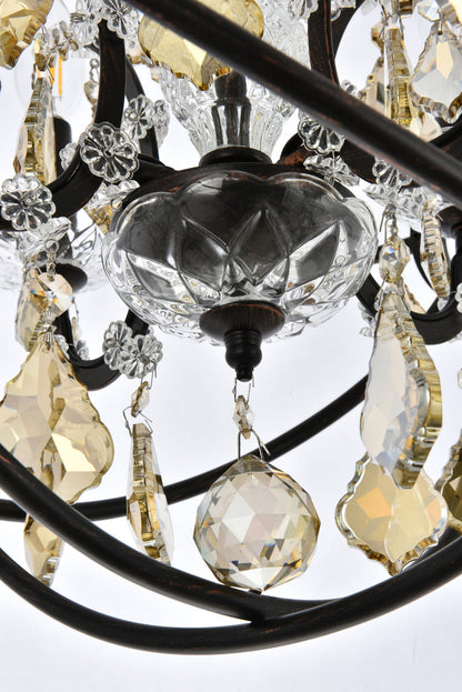 Geneva 4 light Dark Bronze Pendant Golden Teak (Smoky) Royal Cut crystal