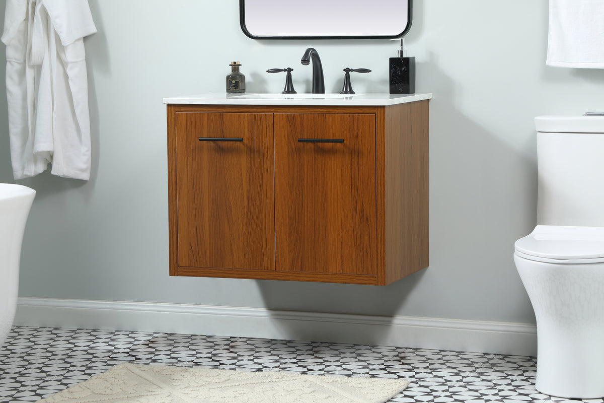 30 inch Single bathroom vanity in teak