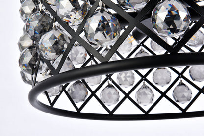 Madison 6 light Matte Black Pendant Silver Shade (Grey) Royal Cut Crystal