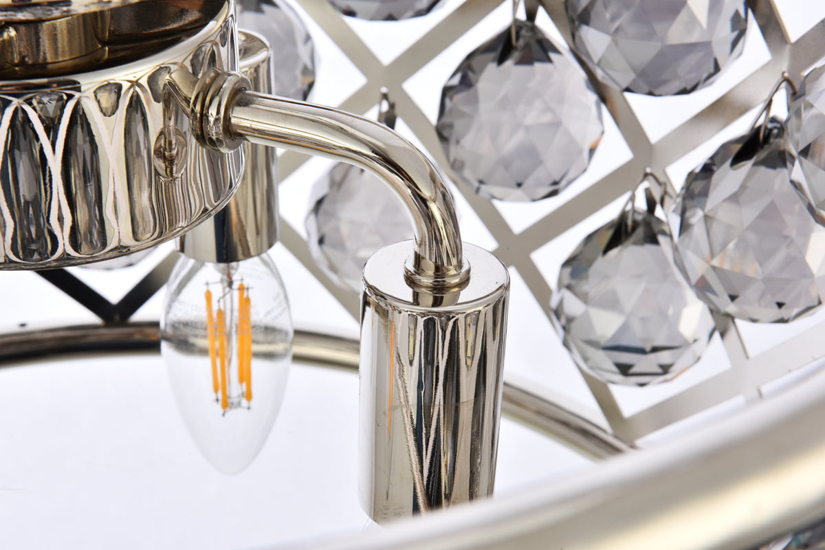 Madison 4 light polished Nickel Pendant Silver Shade (Grey) Royal Cut Crystal