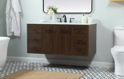 48 inch Single bathroom vanity in walnut