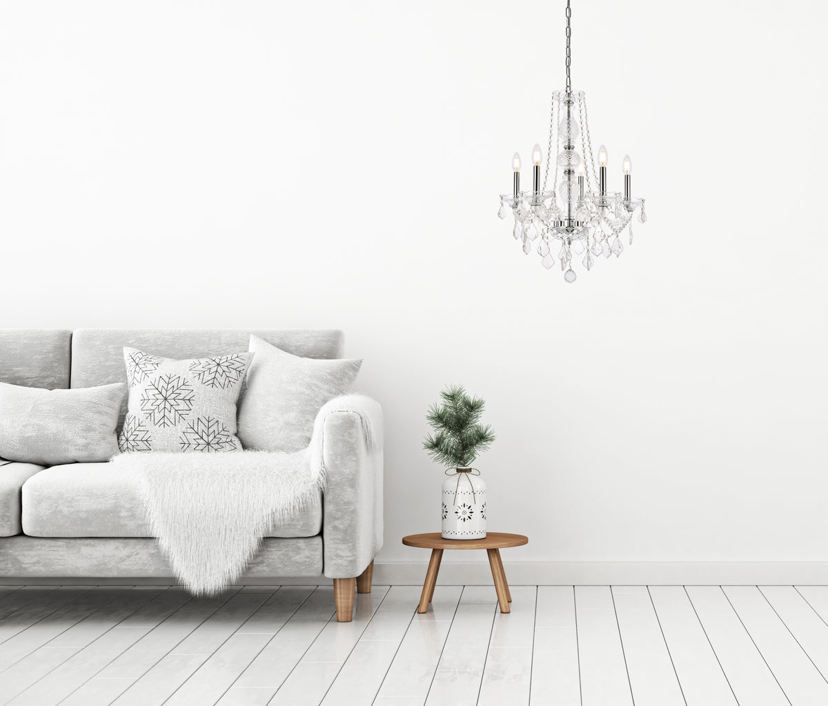 Verona 5 light Chrome Chandelier Clear Royal Cut Crystal