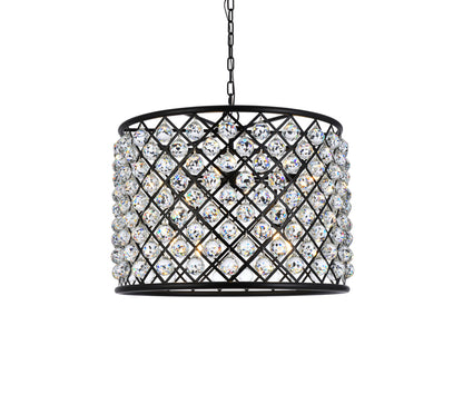 Madison 8 light Matte Black Chandelier Clear Royal Cut Crystal