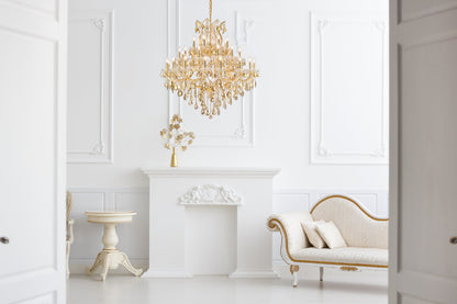 Maria Theresa 37 light Gold Chandelier Golden Teak (Smoky) Royal Cut Crystal