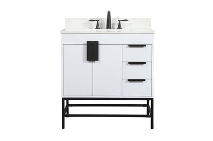 32 inch Single bathroom vanity in white with backsplash